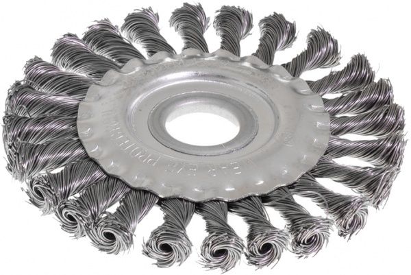 Щітка дискова D 115х22,2 мм MasterTool з плетеного дроту 19-9012