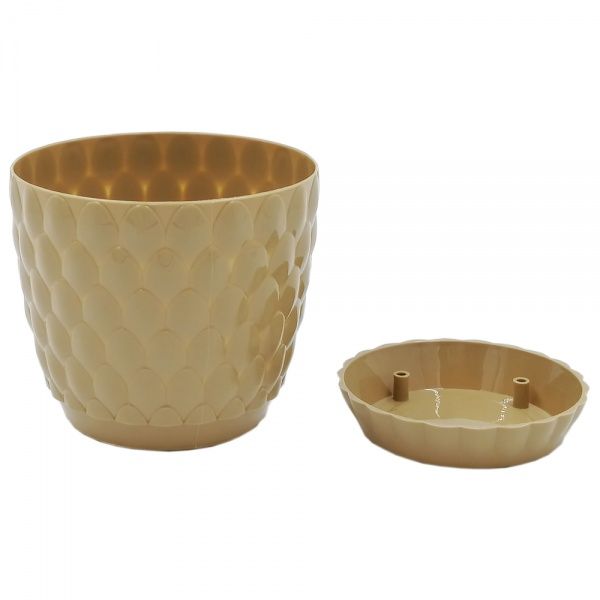 Горщик пластиковий Alyaplastik PINECONE NO:3 круглий 3 л бежевий 