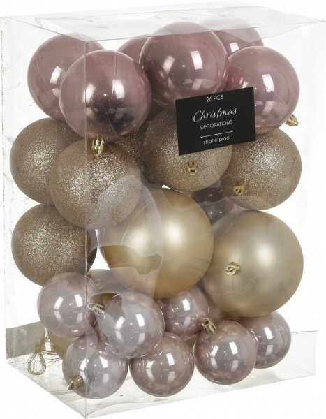 Набор елочных шаров CAN223030 розовый 26 шт./уп. 