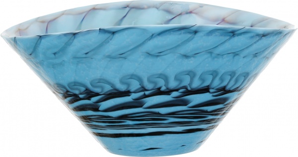 Фруктовниця Yalos Murano BELUS 18 см бірюзова з чорними нитками та перламутровим ефектом 