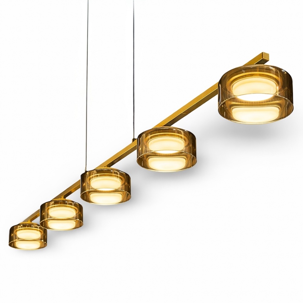 Люстра підвісна LIGHT SET DUSHA MS241-ZD5 5x12 Вт GX53 золотисто-бурштиновий