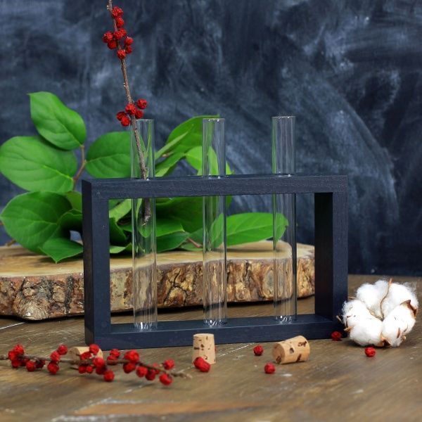 Підставка декоративна Склоприлад із 3 пробірками чорна 300547