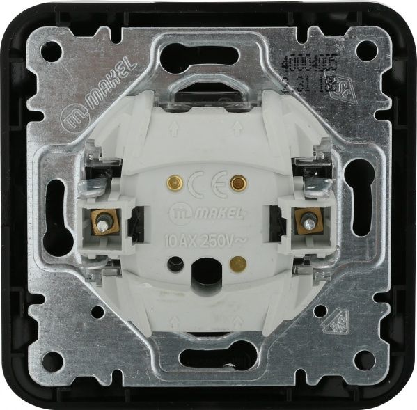 Вимикач прохідний одноклавішний Makel Lillium Natural без підсвітки 10 А 250В чорний