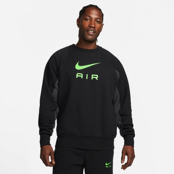 Світшот Nike M NSW NIKE AIR FT CREW DQ4205-011 р. 2XL чорний із сірим