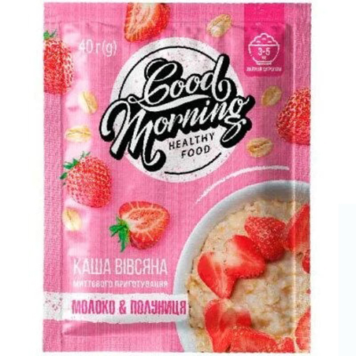 Каша вівсяна Good Morning миттєвого приготування з молоком та полуницею 40 г