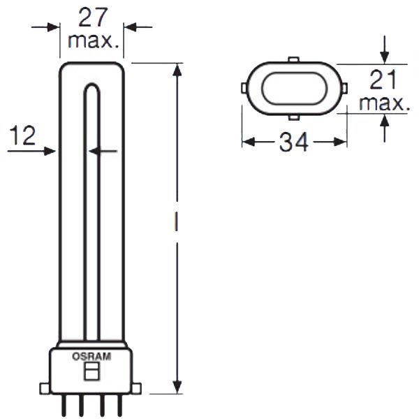 Лампа КЛЛ Osram DULUX S/E 11 Вт 2G7 4000 К 240 В 4050300020181 