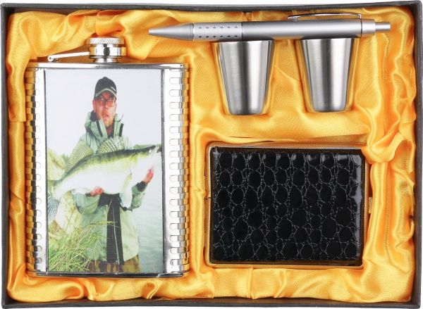 Подарочный набор Фляга, рюмки, портсигар и ручка T020