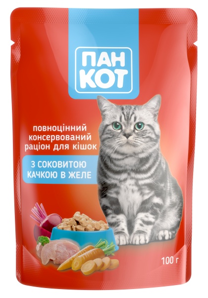Корм для котів Пан Кот з соковитою качкою в желе