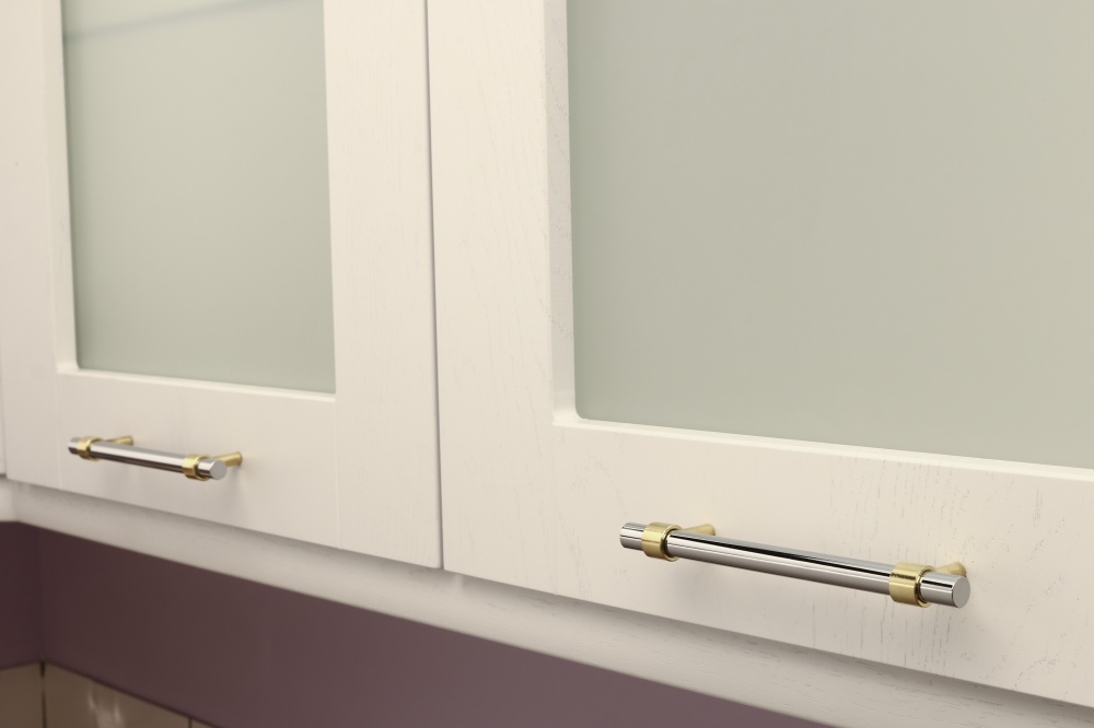 Ручка для меблів рейлінгова 128 мм золото/хром