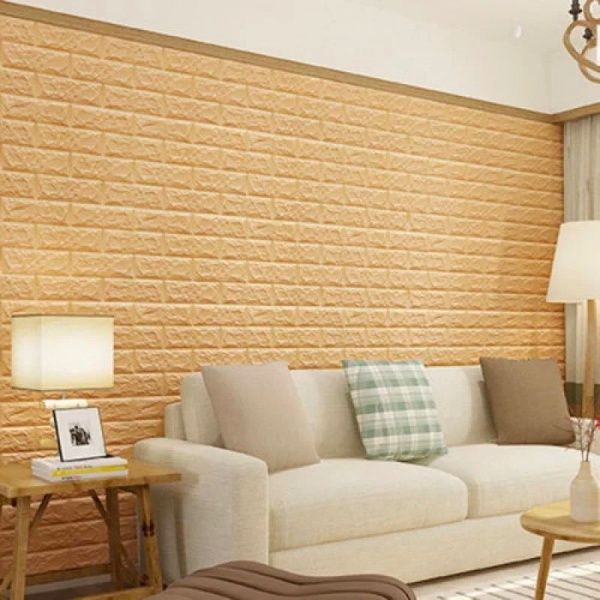 Декоративна наліпка 3D-панель цегла бежева 770x700x8 мм
