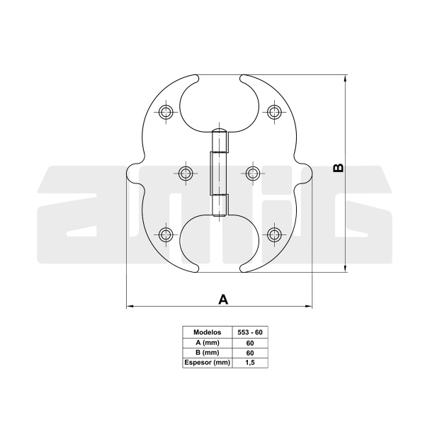 Петля Amig мод.553 декоративная накладная 60x60x1,5 мм черный универсальная 1 шт.