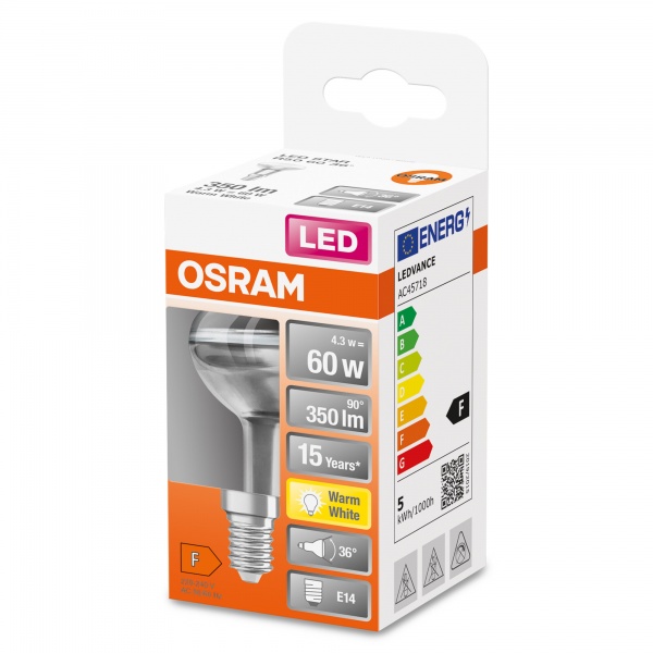 Лампа светодиодная Osram Spot 4,3 Вт R50 зеркальная E14 220 В 2700 К 