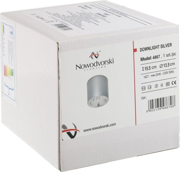 Светильник точечный Nowodvorski Downlight 25 Вт E27 серебряный 4867 