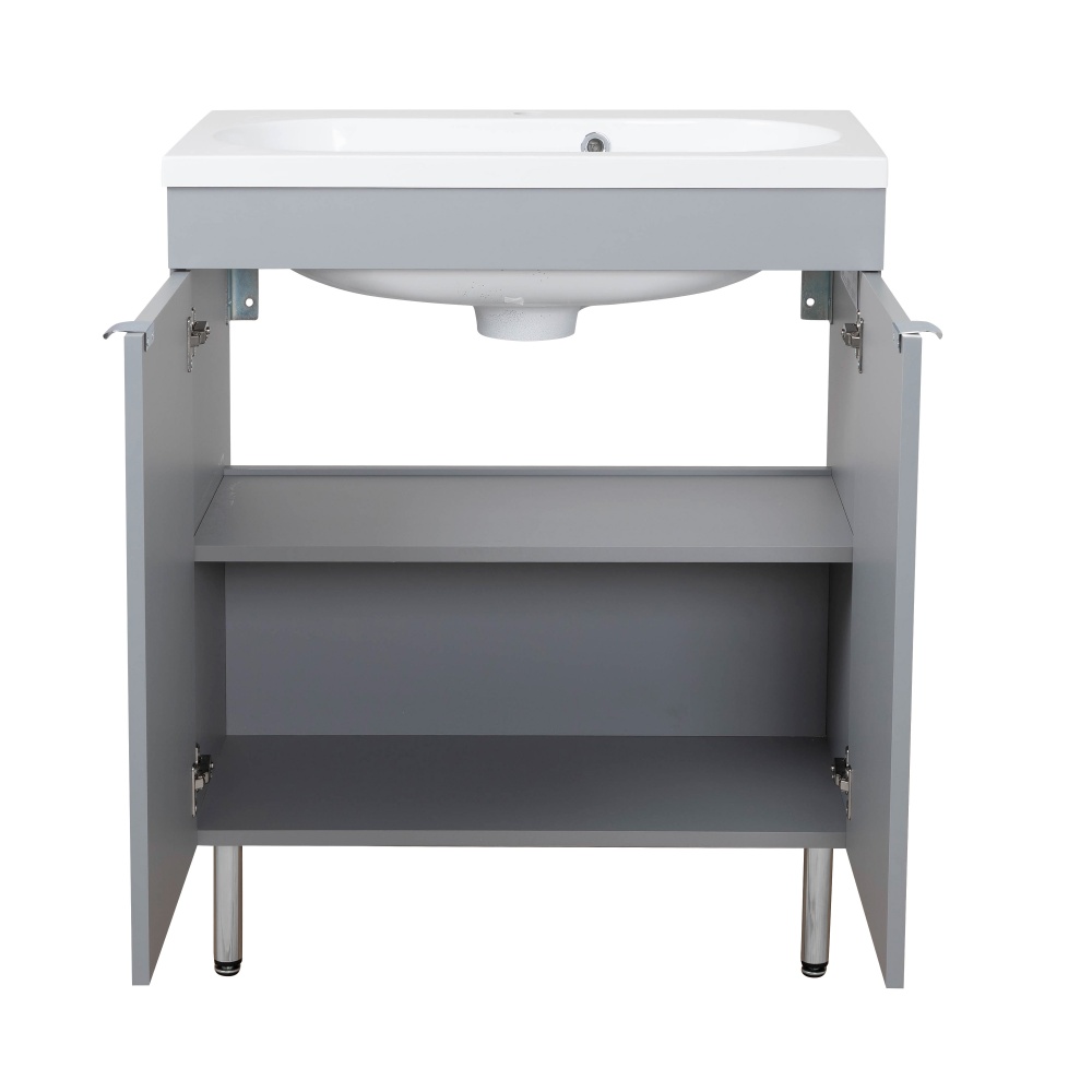 Тумба RIO (сіра) з умивальником Status 70 см