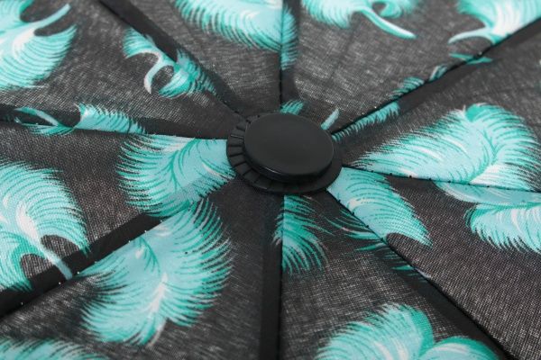 Парасолька Пір'я, складна, півавтомат бірюзовий 