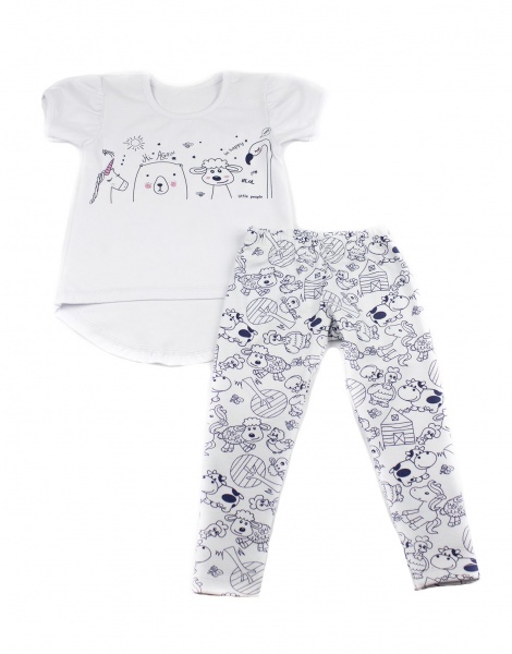 Комплект для дівчаток Маленькие люди Звірята р.98 білий 