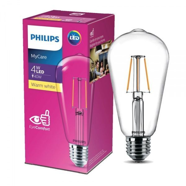Лампа світлодіодна Philips Classic 4 Вт ST64 прозора E27 220 В 3000 К 