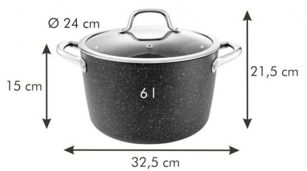 Каструля з кришкою PRESIDENT Stone 6,0 л 780325 Tescoma