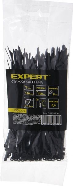 Стяжка кабельна Expert 3х150 мм 100шт.CN30231646 чорний 