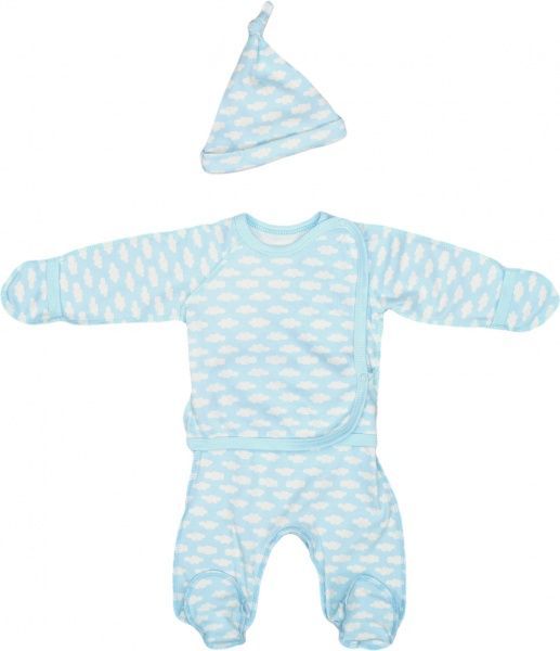 Комплект для хлопчика Маленькие люди тучки 8301-110 + шапочка р.56 блакитний 