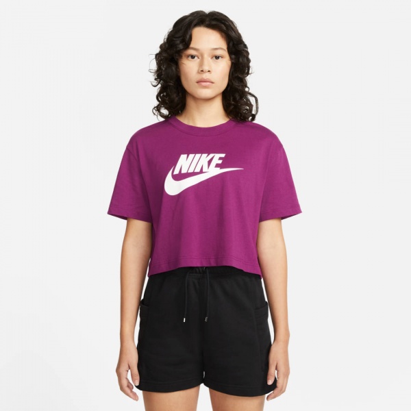 Футболка Nike W NSW TEE ESSNTL CRP ICN FTR BV6175-610 р.L бордовий