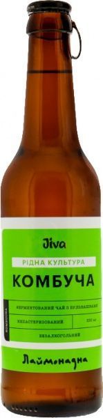 Комбуча Jiva Лаймонадна з настоєм листя каффір лайму 0,33 л (4820228090074) 