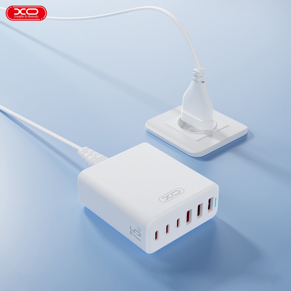 Сетевое зарядное устройство Xo L133 3хUSB-A, 3хUSB-C 75W White (L133.white)