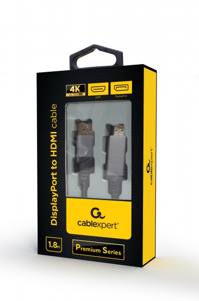 Кабель Cablexpert CC-DP-HDMI-4K-6 DisplayPort на HDMI 4K 1,8 м черный (CC-DP-HDMI-4K-6) 