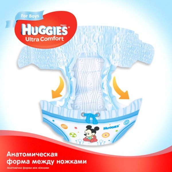 Подгузники Huggies Ultra Comfort 3 5-9 кг 108 шт. для мальчика