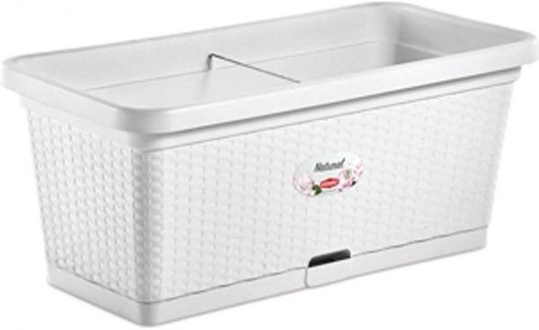 Вазон пластиковый Stefanplast Natural прямоугольный 66л белый (75350) 