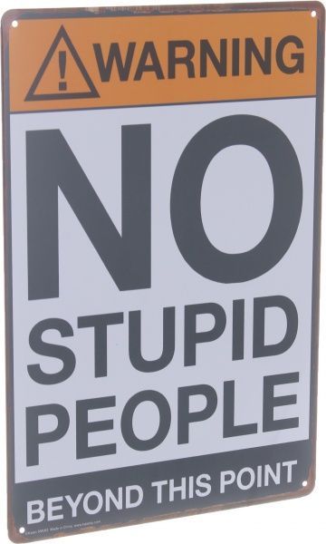 Табличка жестяная печатная No stupid 30x20 см разноцветный 