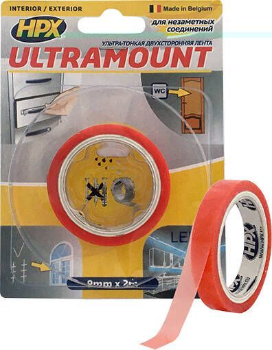 Двостороння клейка стрічка HPX ультратонка ULTRAMOUNT 9мм х 2м UM0902