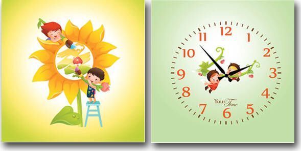 Часы настенные детские на холсте Друзья 28x28 см 06-113