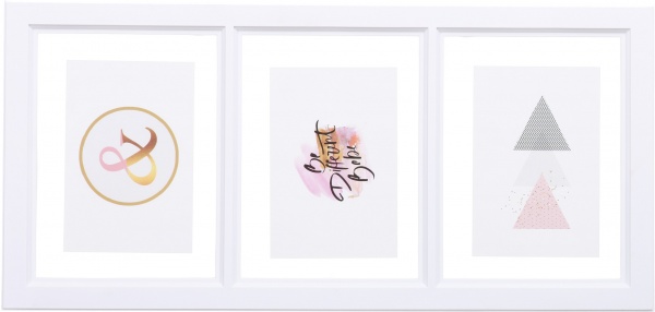 Фотоколаж Тріпл 50,5х24х2 см 3 фото 10x15 см білий 