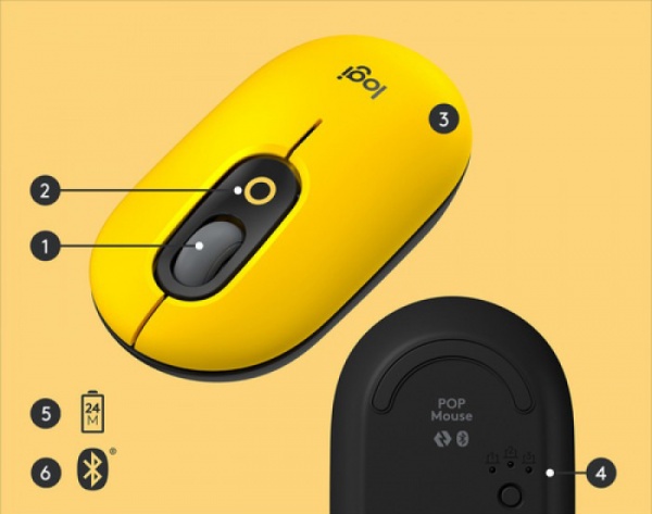 Мышь Logitech POP Mouse with emoji yellow (910-006546) 