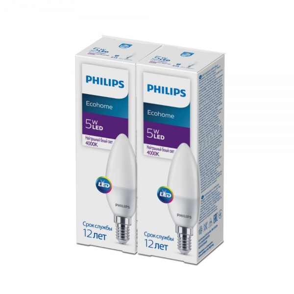 Лампа світлодіодна Philips 5 Вт B35 матова E14 90-240 В 929002968837/2 