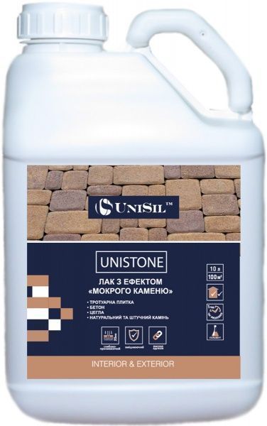 Лак акриловый с эффектом мокрого камня Unistone UniSil мат бесцветный 1 л