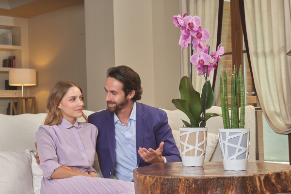 Вазон пластиковий Idel Curve High 13 см круглий 1,9 л сірий/білий (730638) 