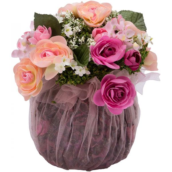 Искусственное растение Розы розовые 19 см