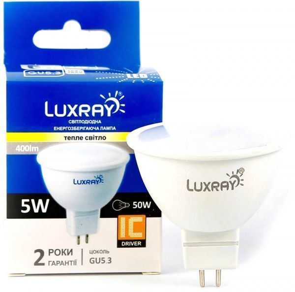 Лампа світлодіодна Luxray 5 Вт MR16 матова GU5.3 220 В 3000 К LX430-MR16-05 
