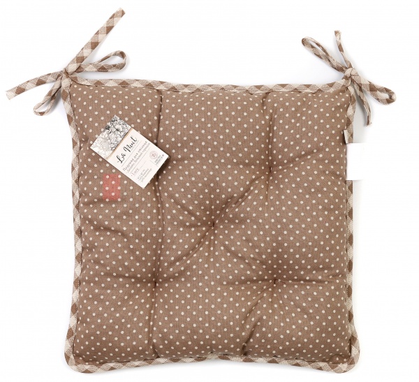 Подушка на стілець Lucy 40х40 см бежевий горошок з мереживом La Nuit
