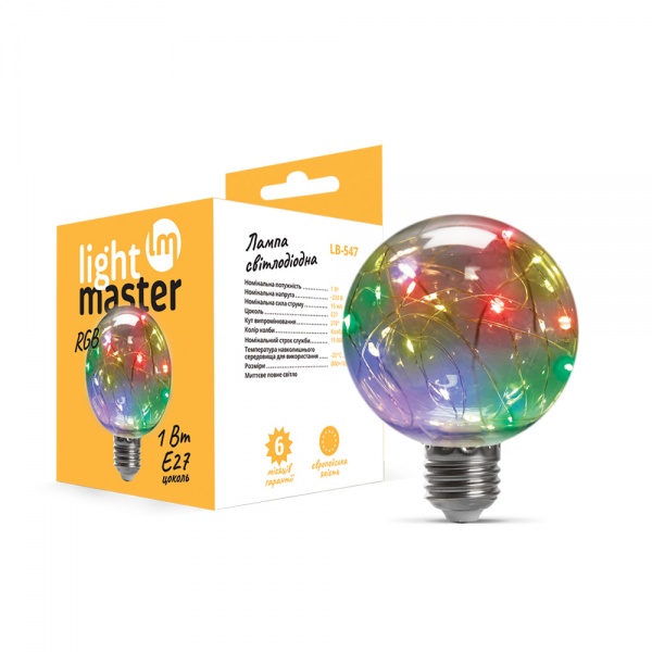 Лампа светодиодная LightMaster LB-547 RGB 1 Вт G80 прозрачная E27 230 В