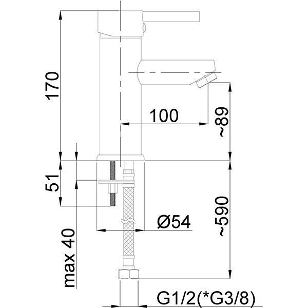 Змішувач для умивальника Rubineta Ultra U80008