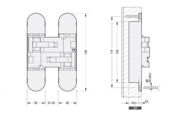 Петля CEAM d43x130,4x30,2 мм хром універсальна 1 шт.