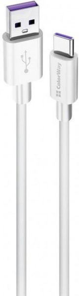 Кабель ColorWay USB - Type-C (Fast Charging) 5.0 А 1 м білий 