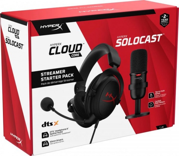 Гарнітура ігрова HyperX Streamer Starter Pack + мікрофон HyperX Solocast black (HBNDL0001) 
