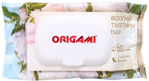 Влажная туалетная бумага Origami с клапаном однослойная 60 шт.