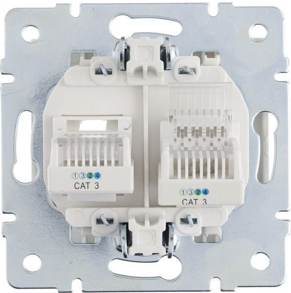 Розетка телефонная двойная Lezard Rain жемчужно-белый 703-3088-138