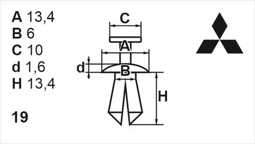 Клипса с резьбовым штырьком универсальная Romix (B23146)