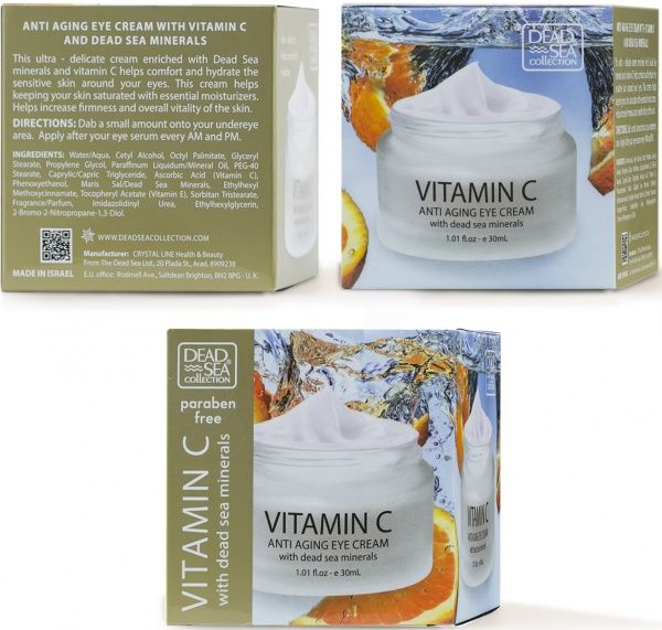 Крем для лица Dead Sea Collection против морщин для кожи вокруг глаз с витамином С и минералами Мертвого моря 50 мл